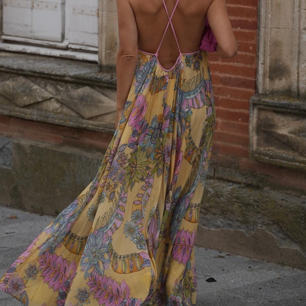 Zara Yellow Floral Maxi Dress - Picture 5 of 9